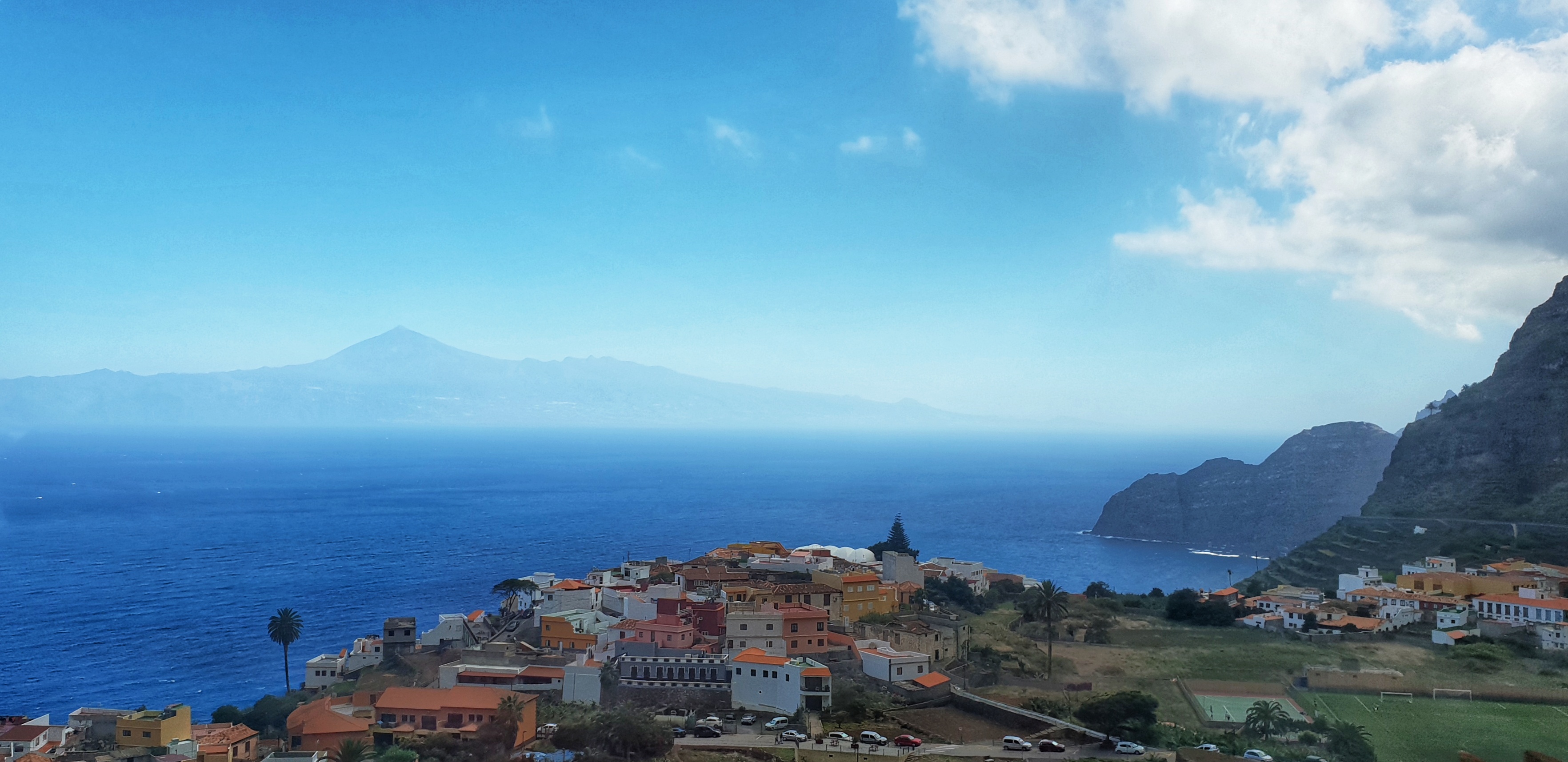 View of Agulo with Teide on Tenerife in the background