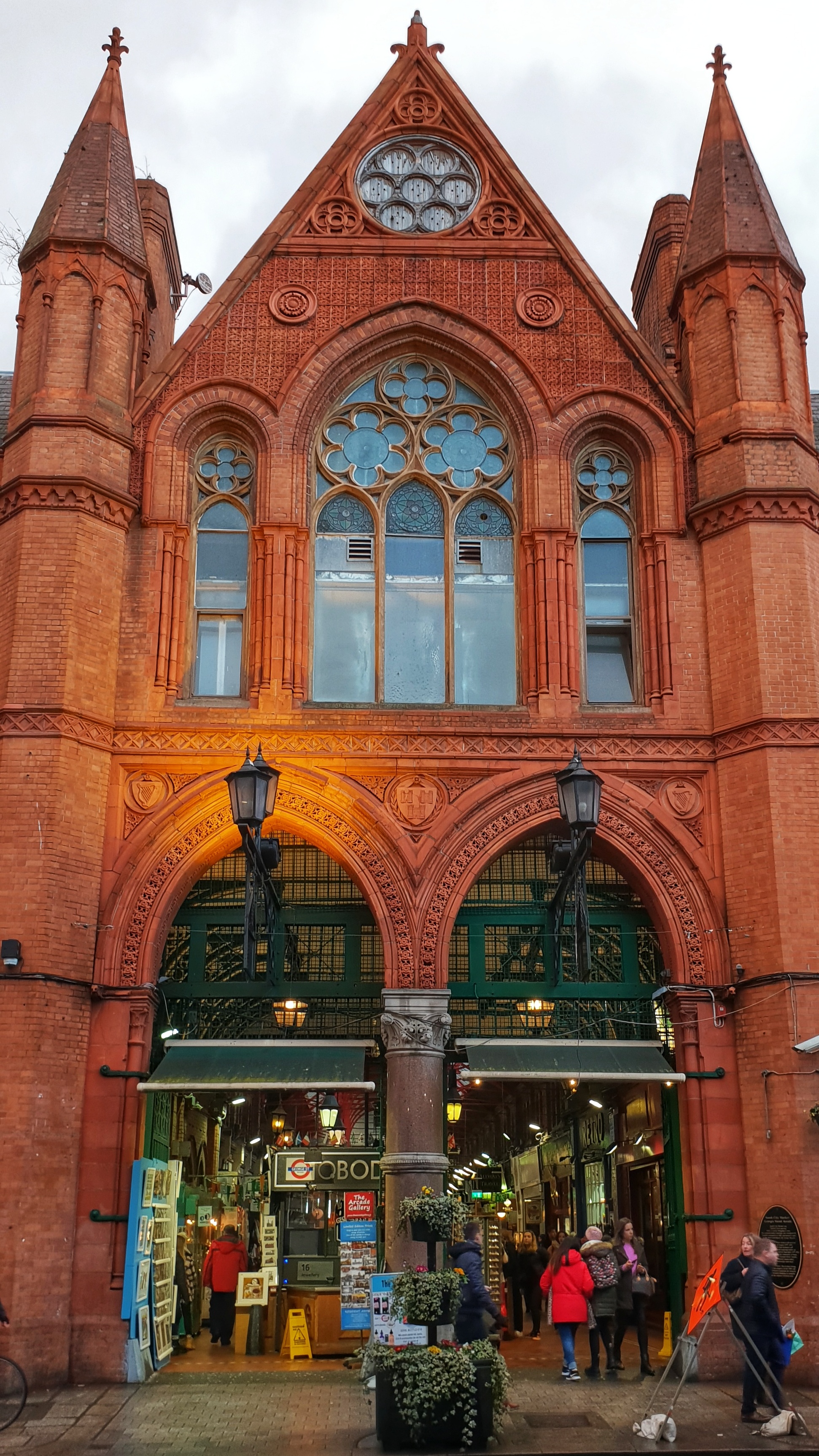 People walking in and out of George's Street Arcade in Dublin