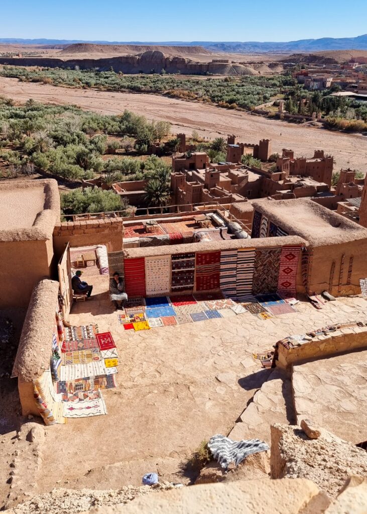 View of Ait-Ben-Haddou and the surroundings from above.