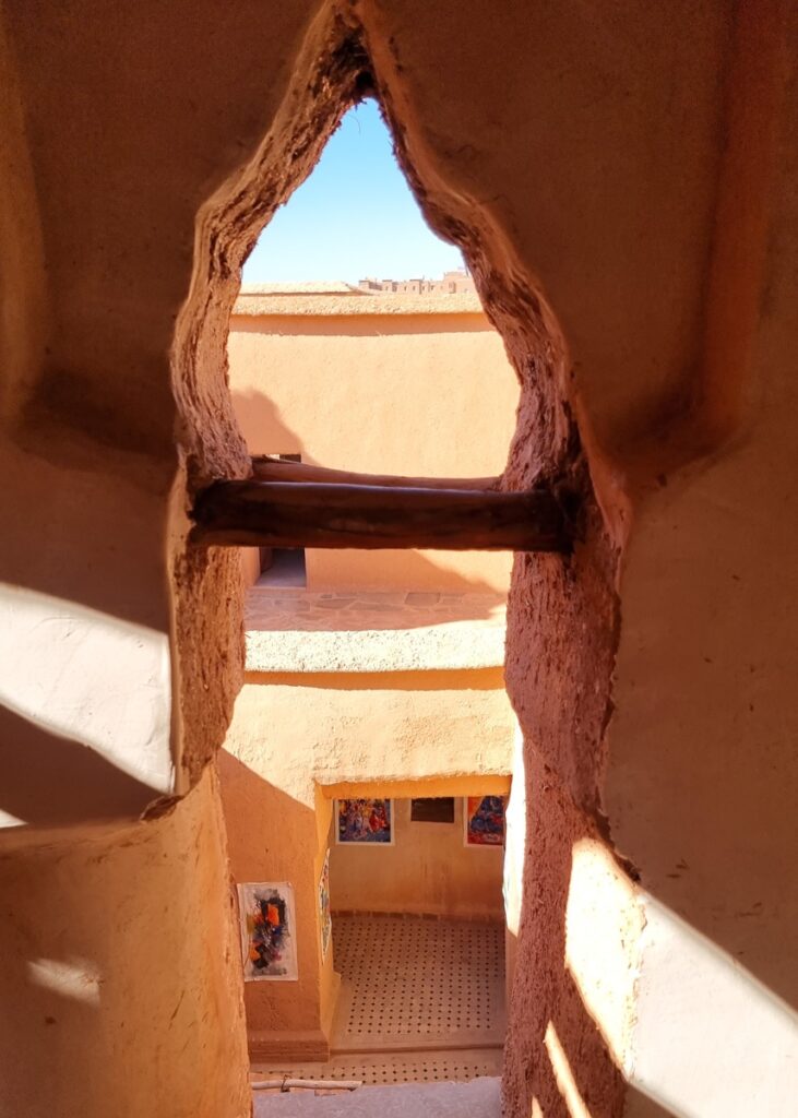 Detail inside Kasbah Taorirt in Ouarzazate.