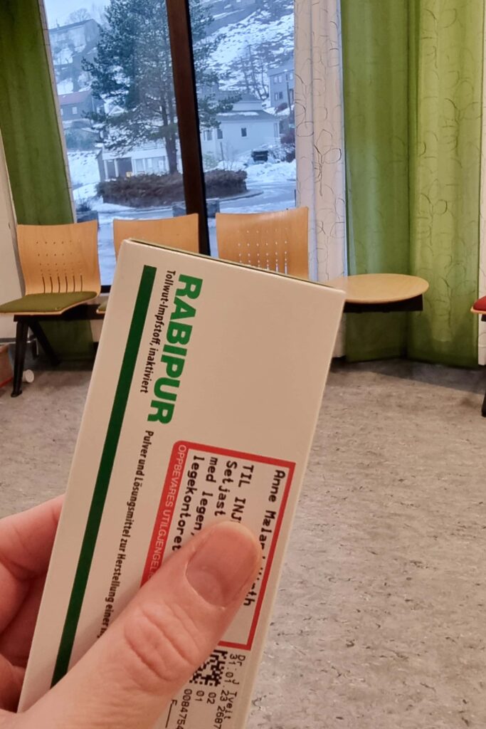 A box of rabipur vaccination which you must take after being bitten by an animal while travelling.