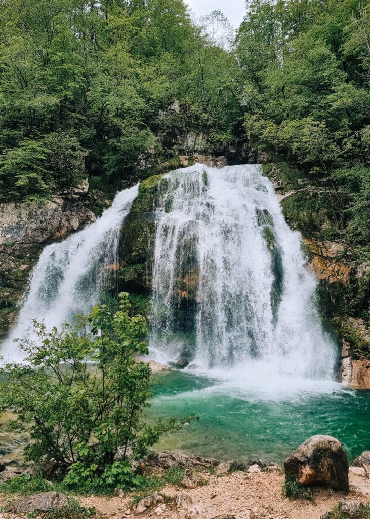 A small waterfall in the Soca Valley.