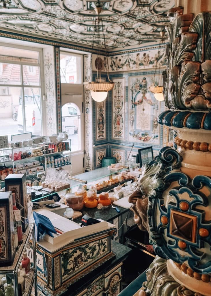 Interior of the beautiful dairy shop in Dresden.