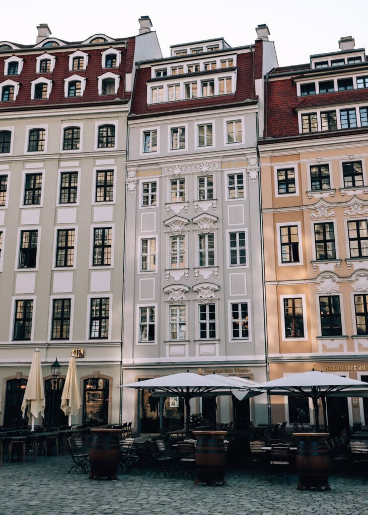 Pastel coloured classic houses in Dresden.