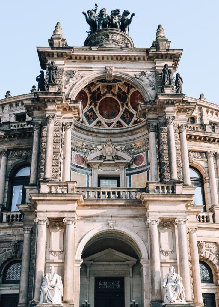 Details of the fascade of the Semperoper in Dresden.