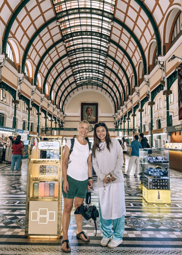 Me, Anne, and my driver from XO Tours posing for a photo inside the historic post office.